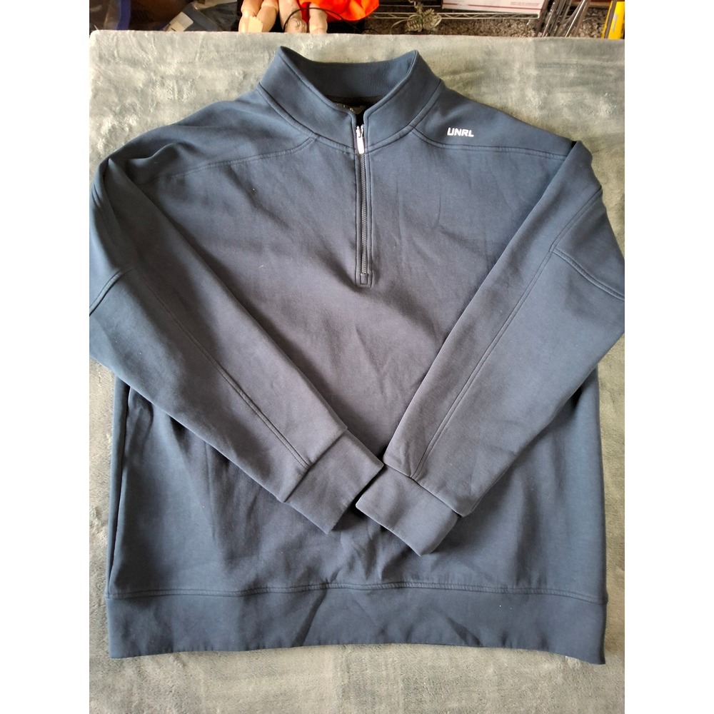 UNRL Apex Quarter Zip Pullover Mens XL Athletic Fit Navy Blue Sweatshirt Logo